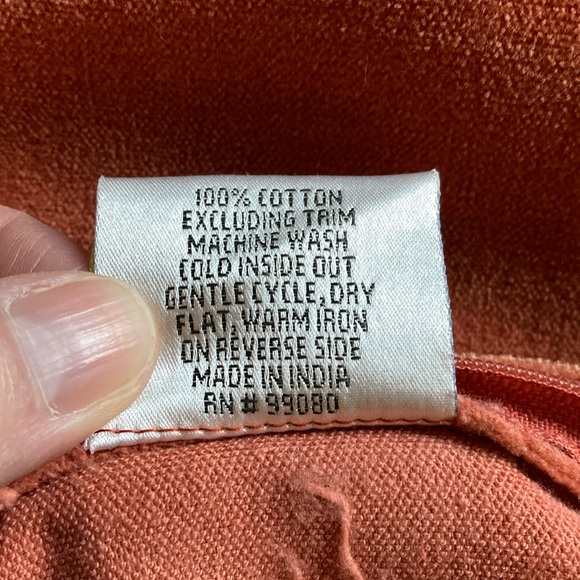 COMPANY C *Euro* Set Orange Velvet Pillowcases w/Gold Embossed Pattern Cotton - Picture 7 of 7